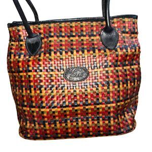 GEO ITALIAN HAND WOVEN GENUINE WASHED LEATHER HANDBAG BAG PURSE - MADE IN ITALY